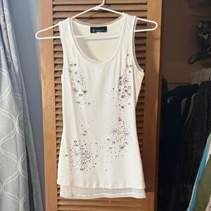 INC International Concepts White Embellished Tank Top